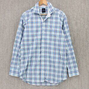 Taylorbyrd Collection Shirt Mens Medium M Blue Plaid Button Down Long Sleeve